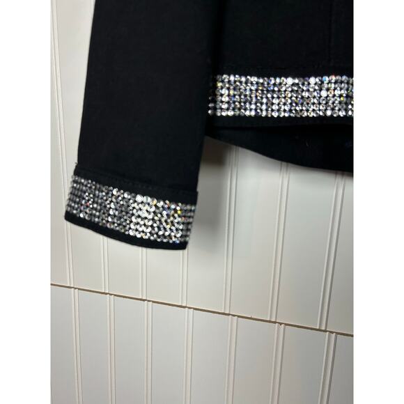 christine alexander black denim jacket  Crystal Detailed Collared M100% cotton - Picture 4 of 15